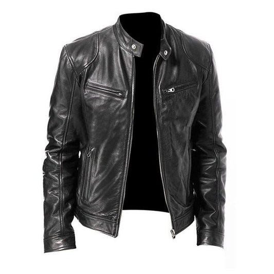 Halbert Outerwear Jaket Kulit Pria Simple Design Material Leather ORIGINAL - Black